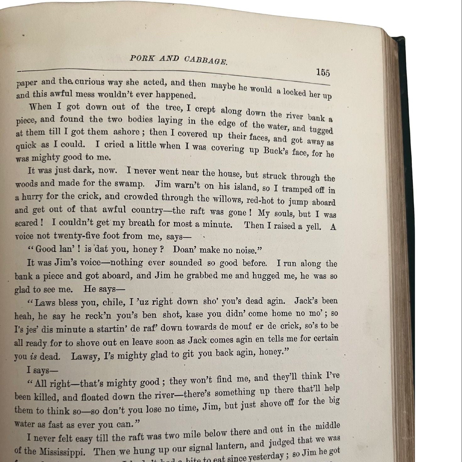 Adventures of Huckleberry Finn by Mark Twain, First American Edition, Later State, in Green Cloth, 1885 - The Great Republic