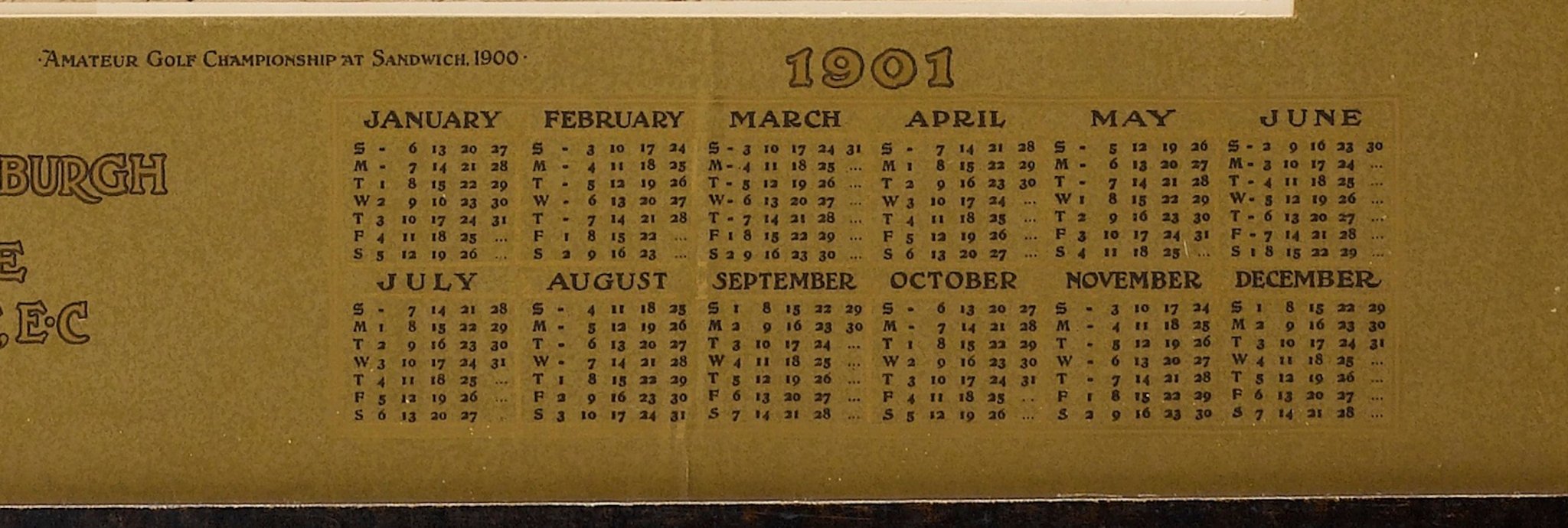 "Amateur Championship at Sandwich" by Michael Brown, Life Association of Scotland Calendar, 1901 - The Great Republic