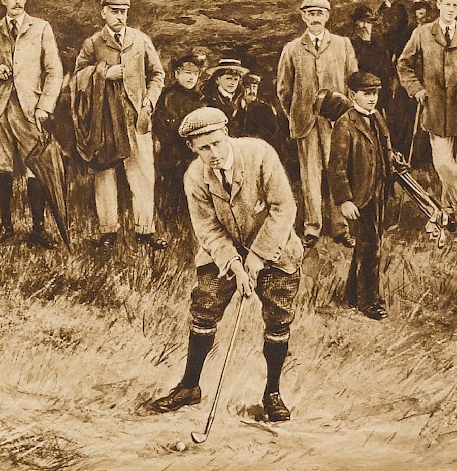 "Amateur Championship at Sandwich" by Michael Brown, Life Association of Scotland Calendar, 1901 - The Great Republic