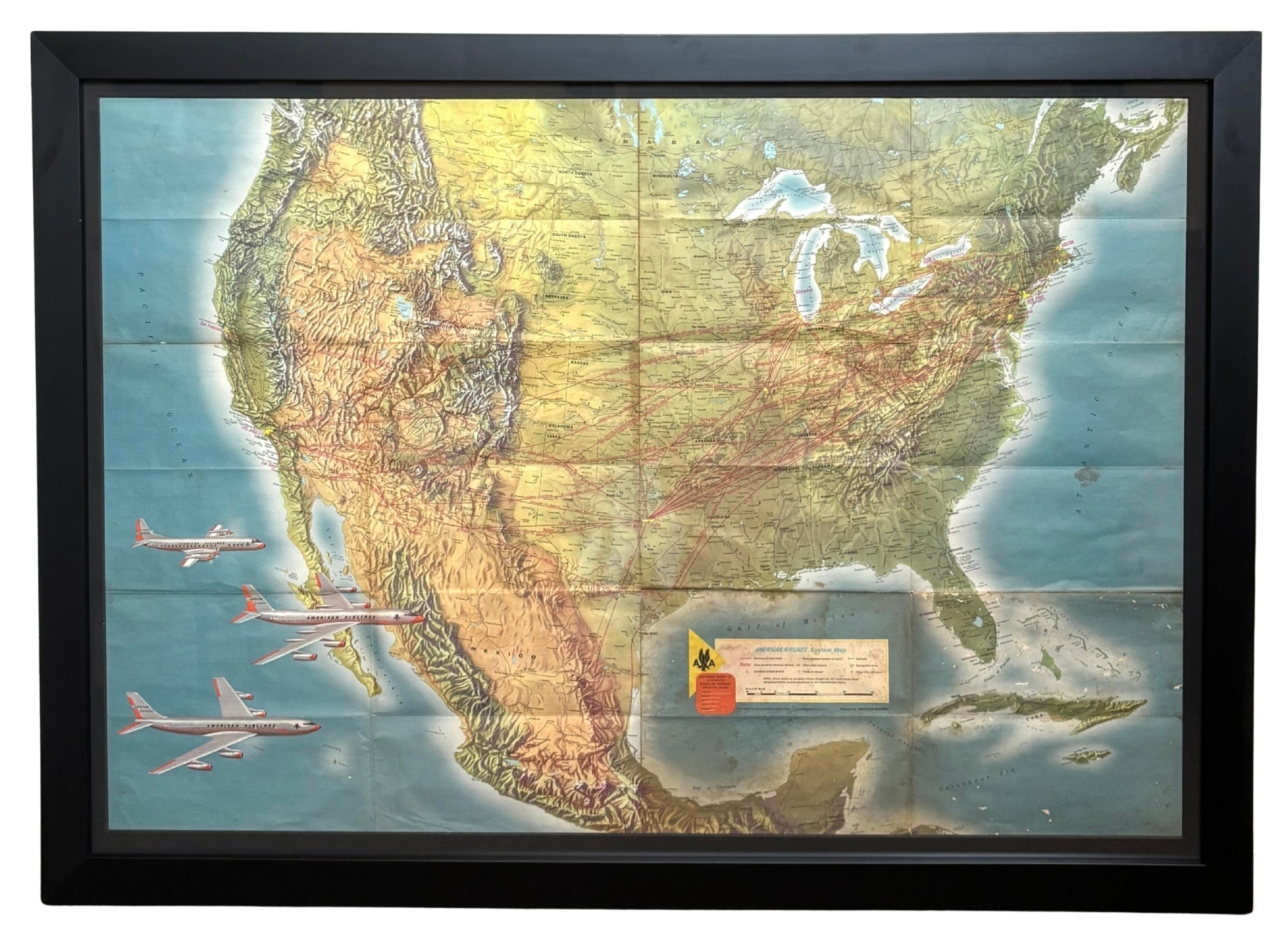 "American Airlines System Map" by Rand McNally & Co., circa 1962 - The Great Republic