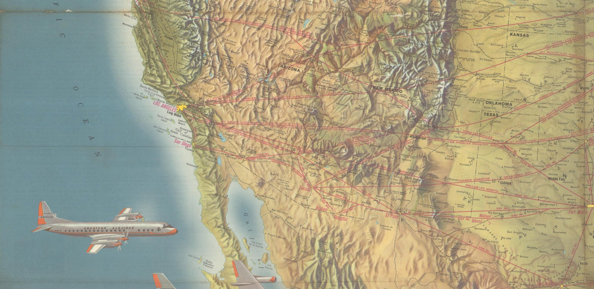 "American Airlines System Map" by Rand McNally & Co., circa 1962 - The Great Republic