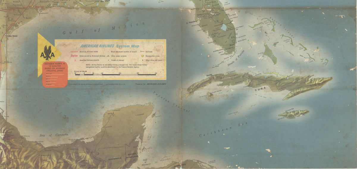 "American Airlines System Map" by Rand McNally & Co., circa 1962 - The Great Republic