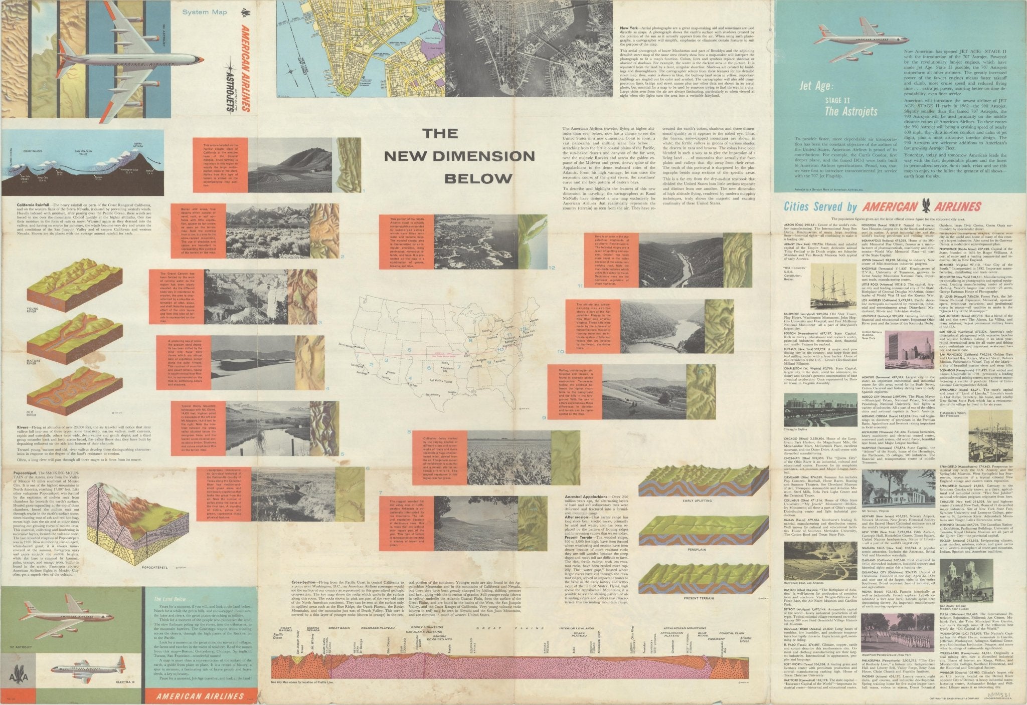 "American Airlines System Map" by Rand McNally & Co., circa 1962 - The Great Republic