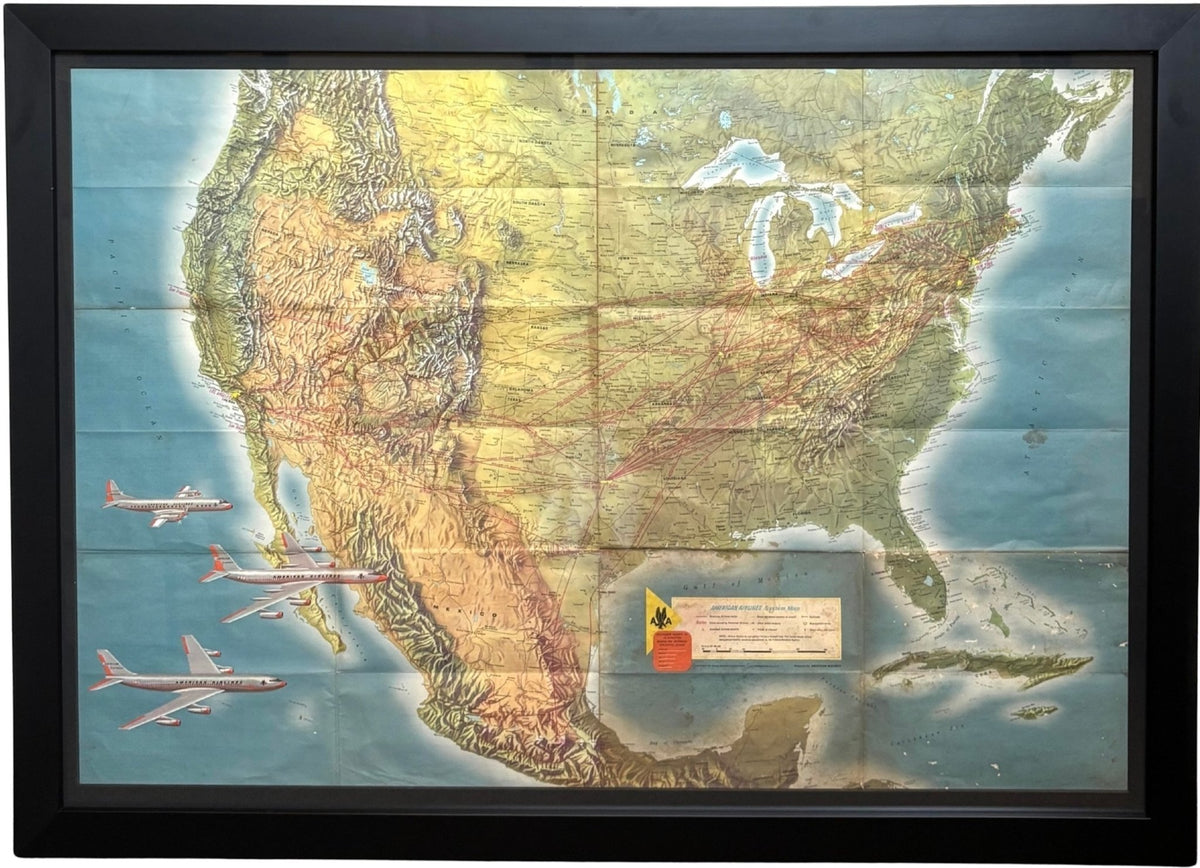 "American Airlines System Map" by Rand McNally & Co., circa 1962 - The Great Republic
