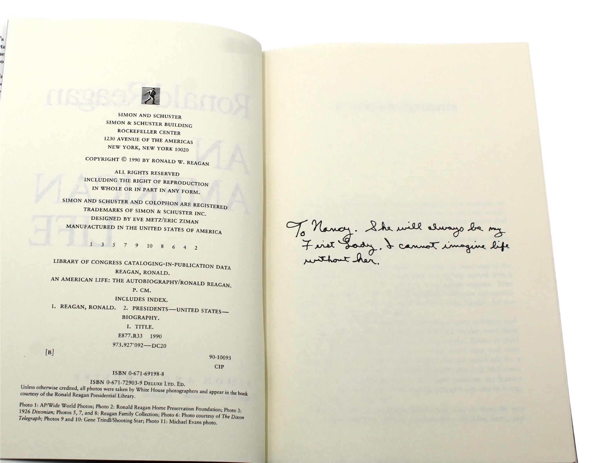 An American Life, Signed by Ronald Reagan, First Trade Edition in Original Dust Jacket, 1990 - The Great Republic