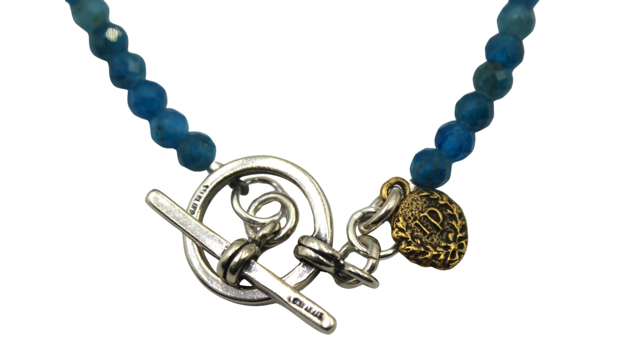 Antique 1877 Seated Liberty Coin Engraved Love Token on a Faceted Apatite Necklace - The Great Republic