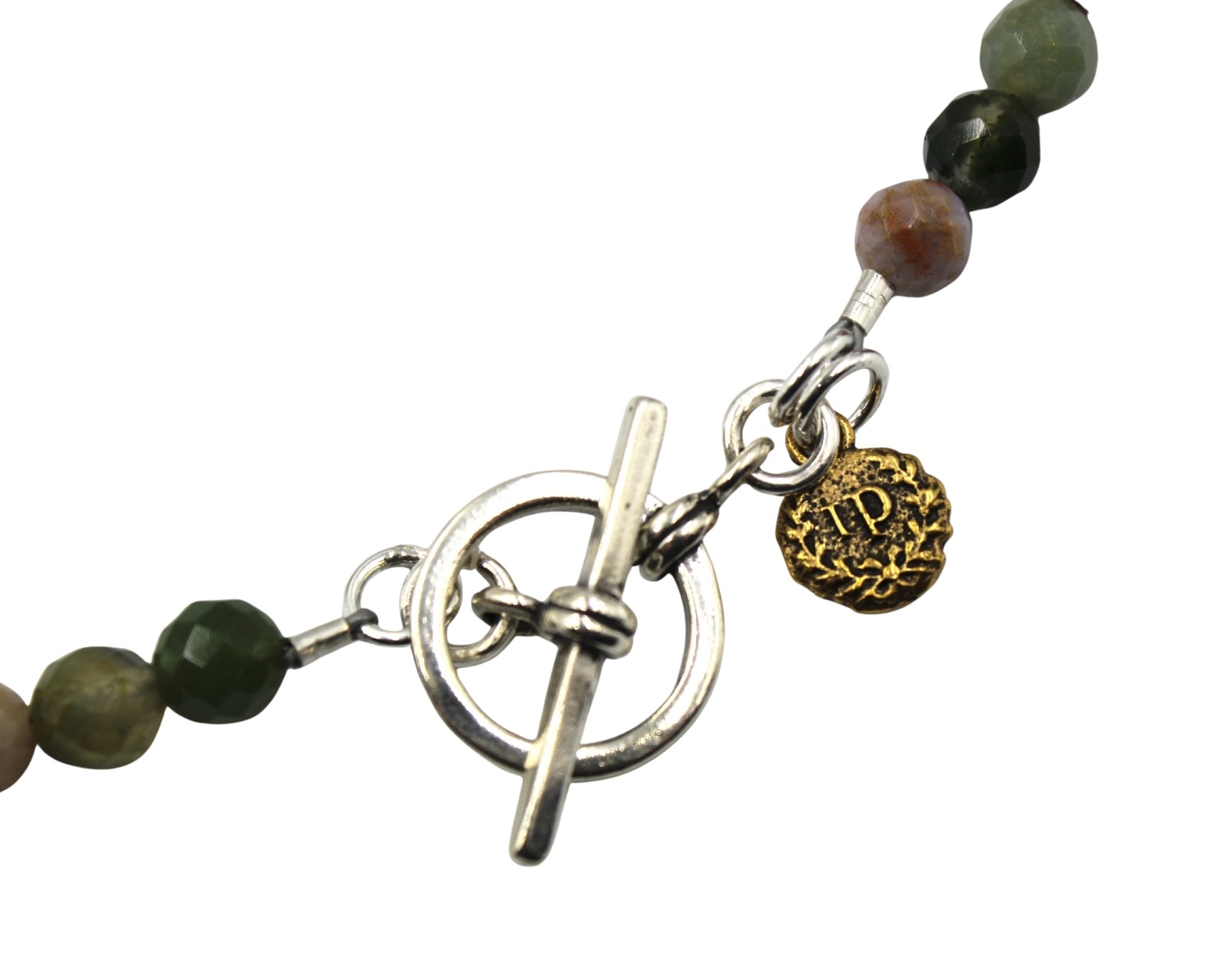 Antique Belgian Bronze Draft Horse Medal on Faceted Multi Stone Beaded Necklace - The Great Republic