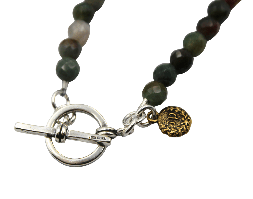 Antique Belgian Bronze Perseverance Medal on a Multistone Necklace - The Great Republic