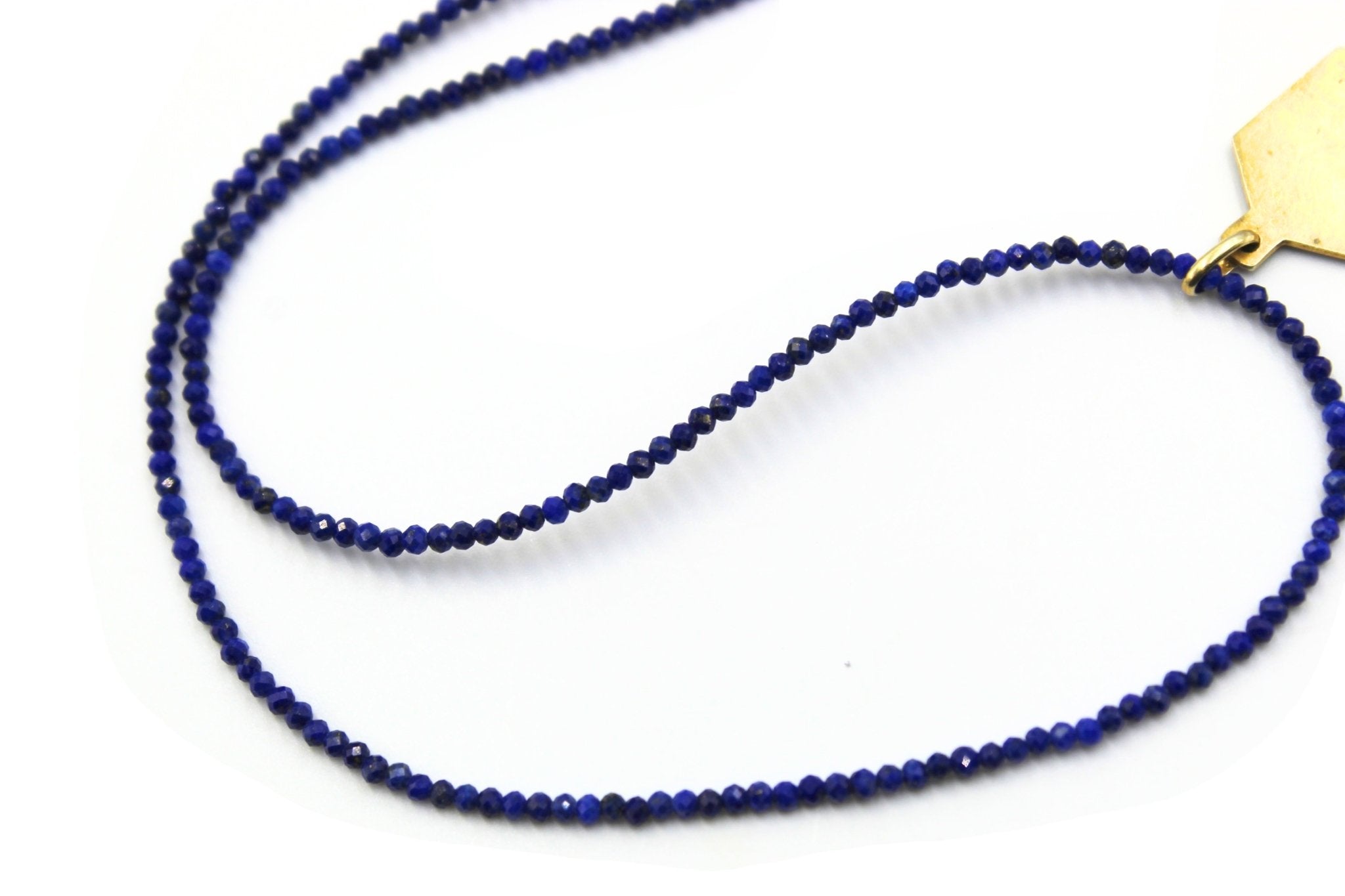 Antique Belgian Enameled Medal of Saint Hubert on Faceted Blue Lapis Necklace - The Great Republic