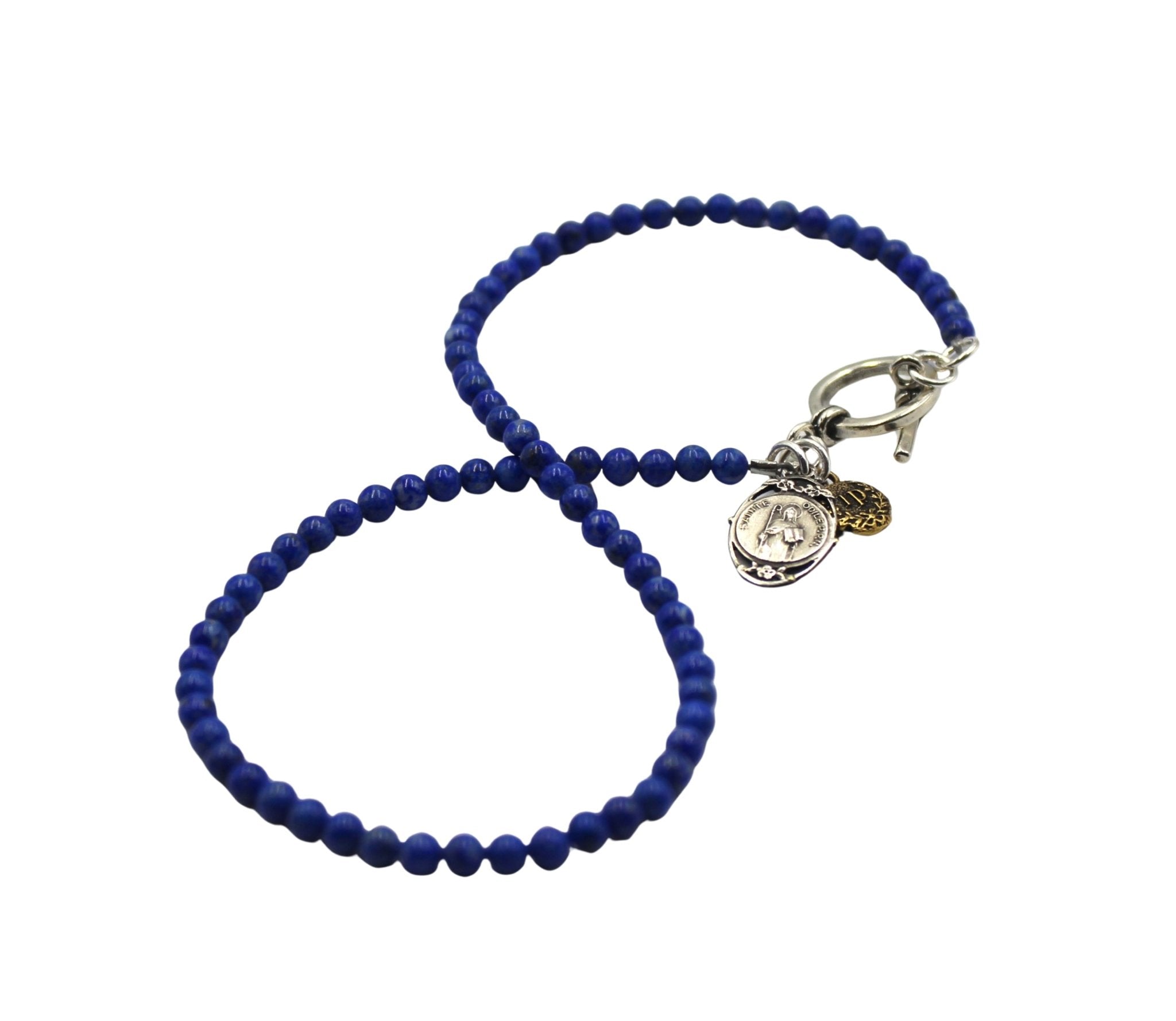 Antique Sainte Odile Medal on Sodalite Double Wrap Bracelet - The Great Republic