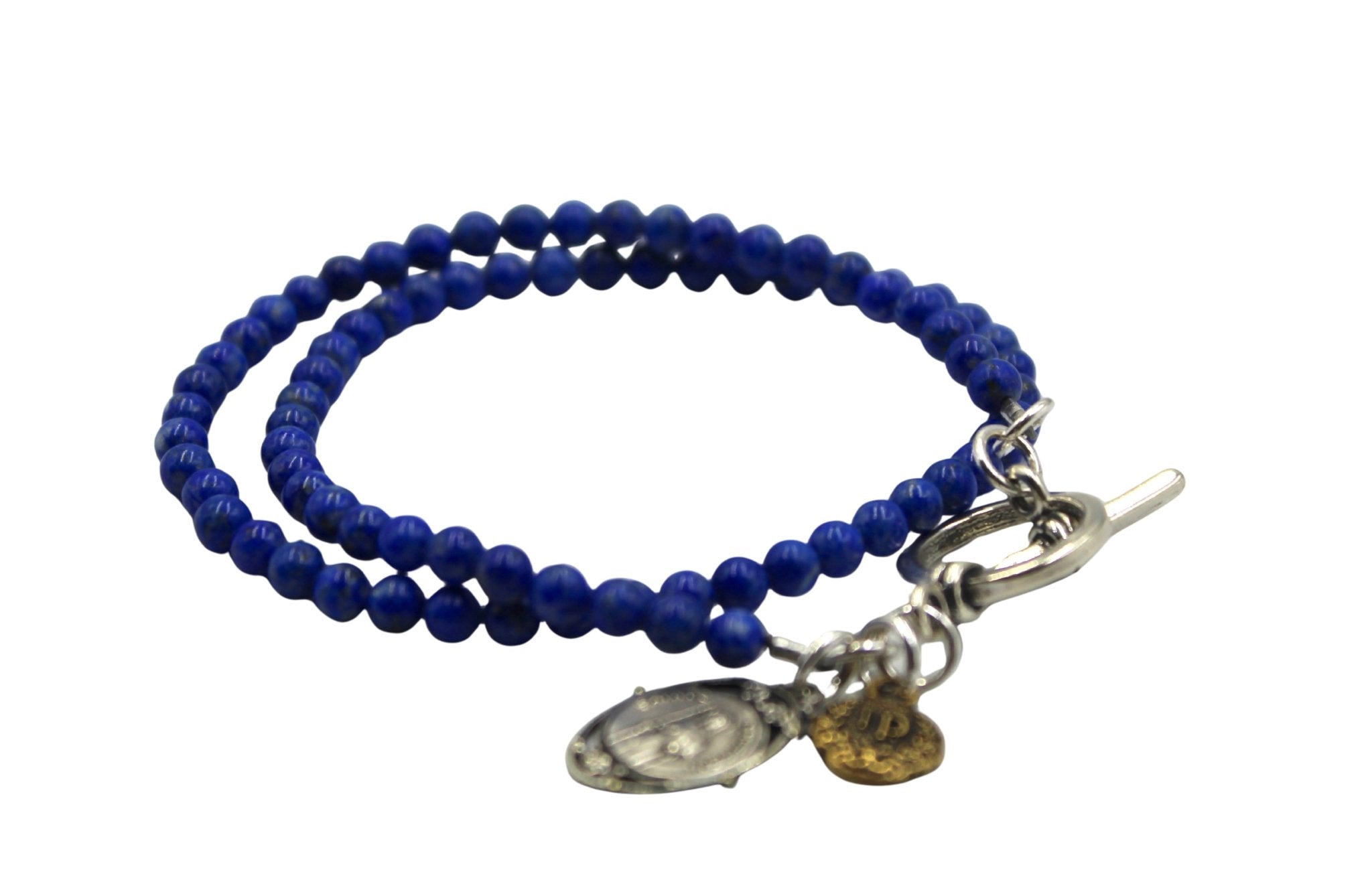 Antique Sainte Odile Medal on Sodalite Double Wrap Bracelet - The Great Republic