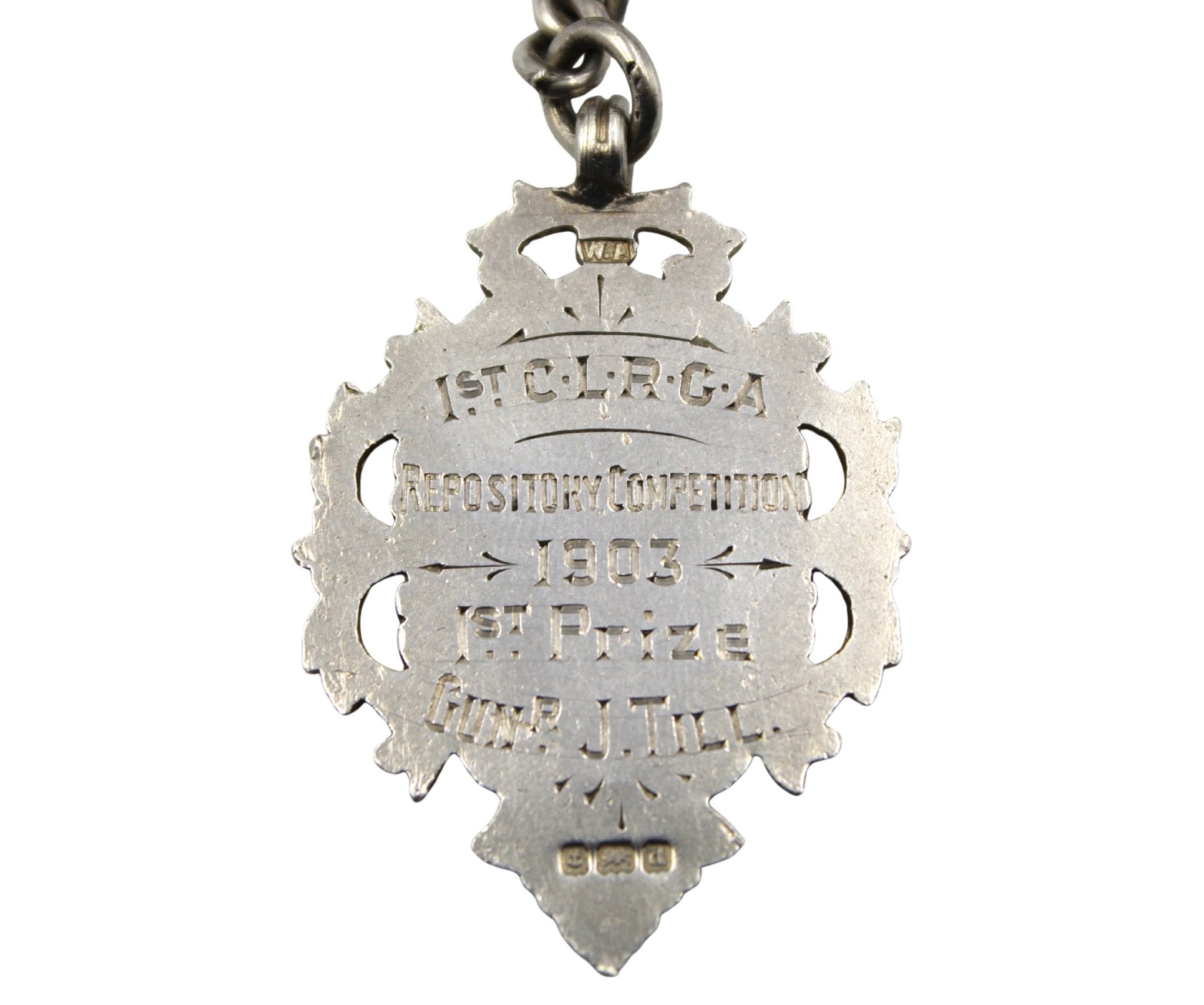 Antique Sterling Silver and Rose Gold FOB on Gentleman’s Pocket Watch Chain Necklace - The Great Republic