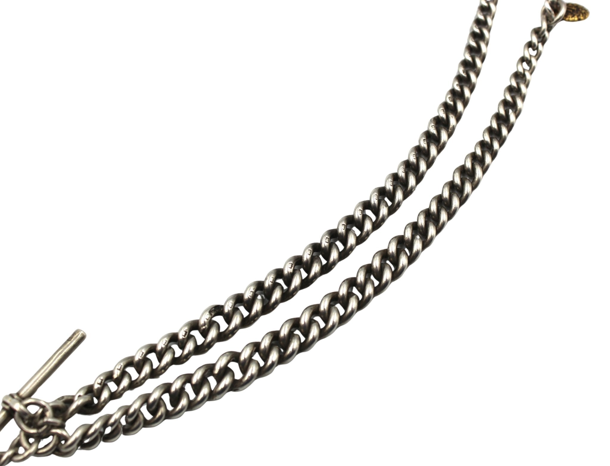 Antique Sterling Silver and Rose Gold FOB on Gentleman’s Pocket Watch Chain Necklace - The Great Republic