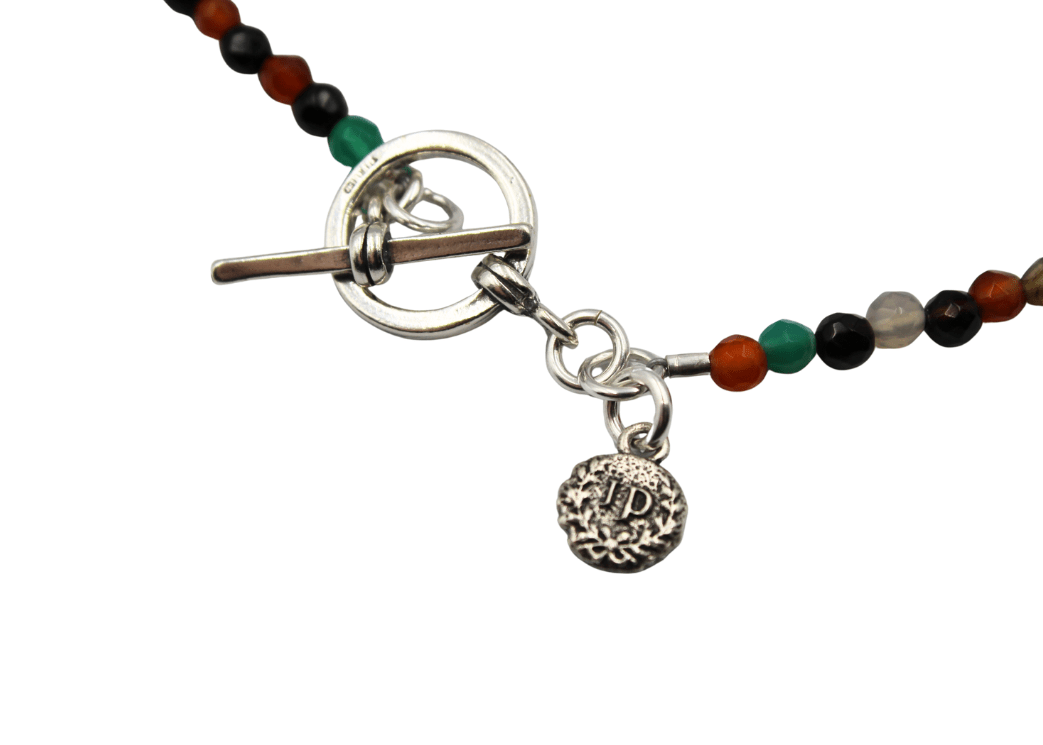 Antique Sterling Silver East Sussex Schools Cricket League Medal on Faceted Multi Stone Necklace - The Great Republic