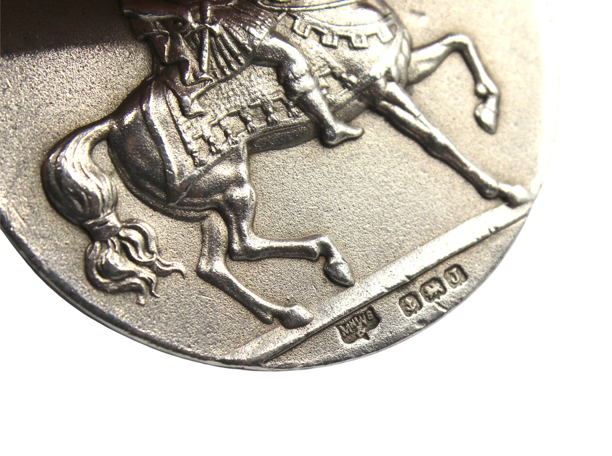 Antique Sterling Silver Hackney Horse Society Medal and Sterling Silver French Relic Medal on Freshwater Pearl Necklace - The Great Republic