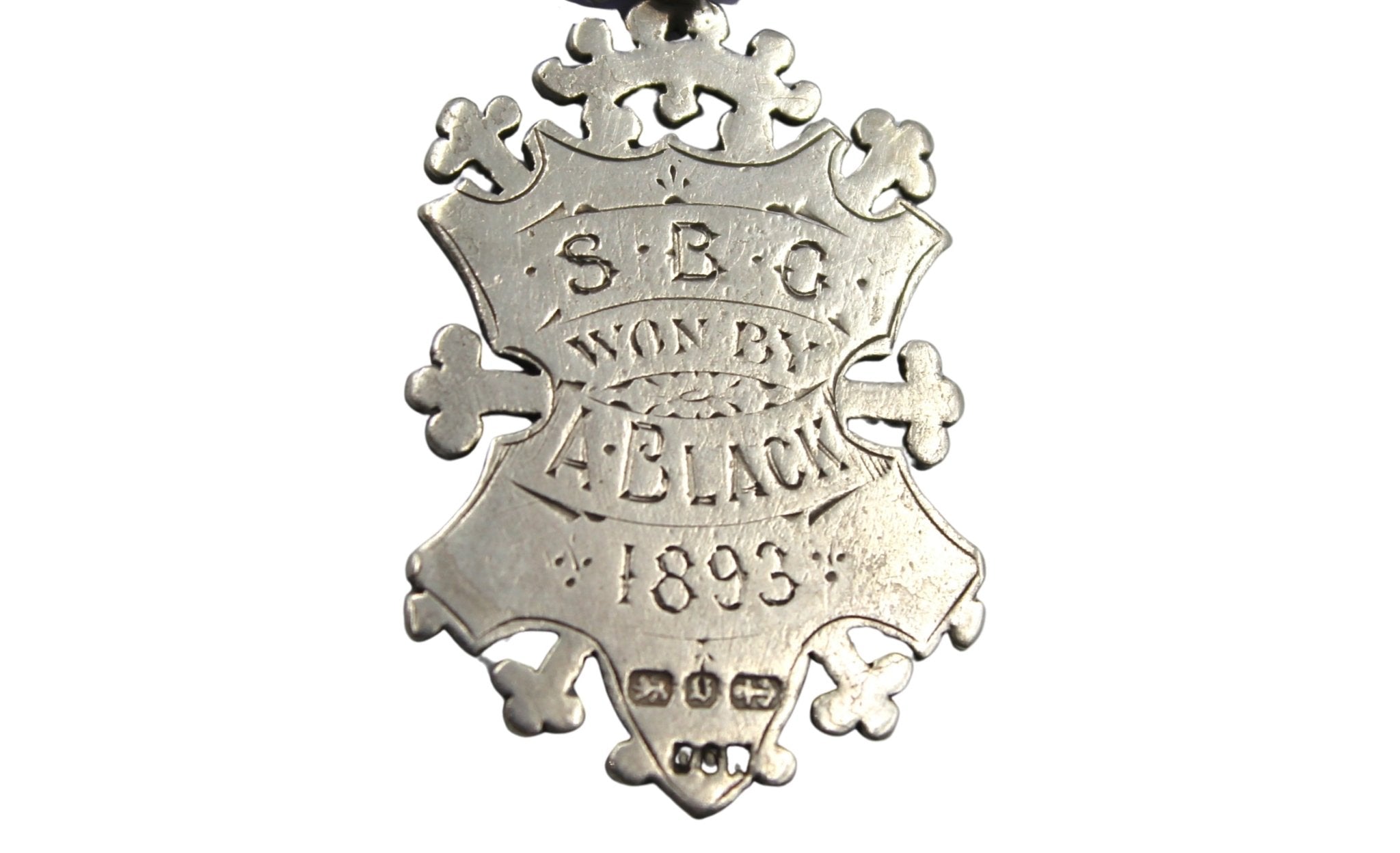 Antique Sterling Silver Scottish Watch Fob on Faceted Iolite Necklace - The Great Republic