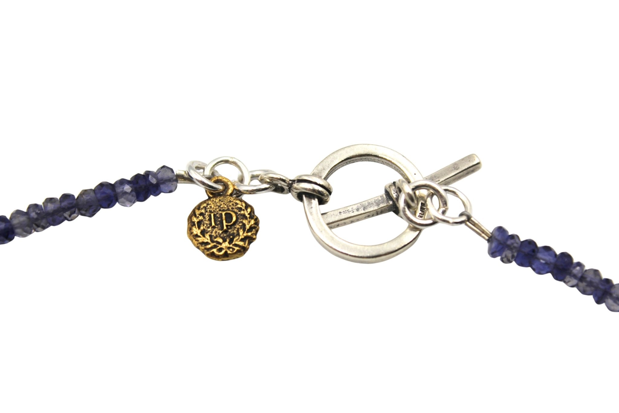 Antique Sterling Silver Scottish Watch Fob on Faceted Iolite Necklace - The Great Republic