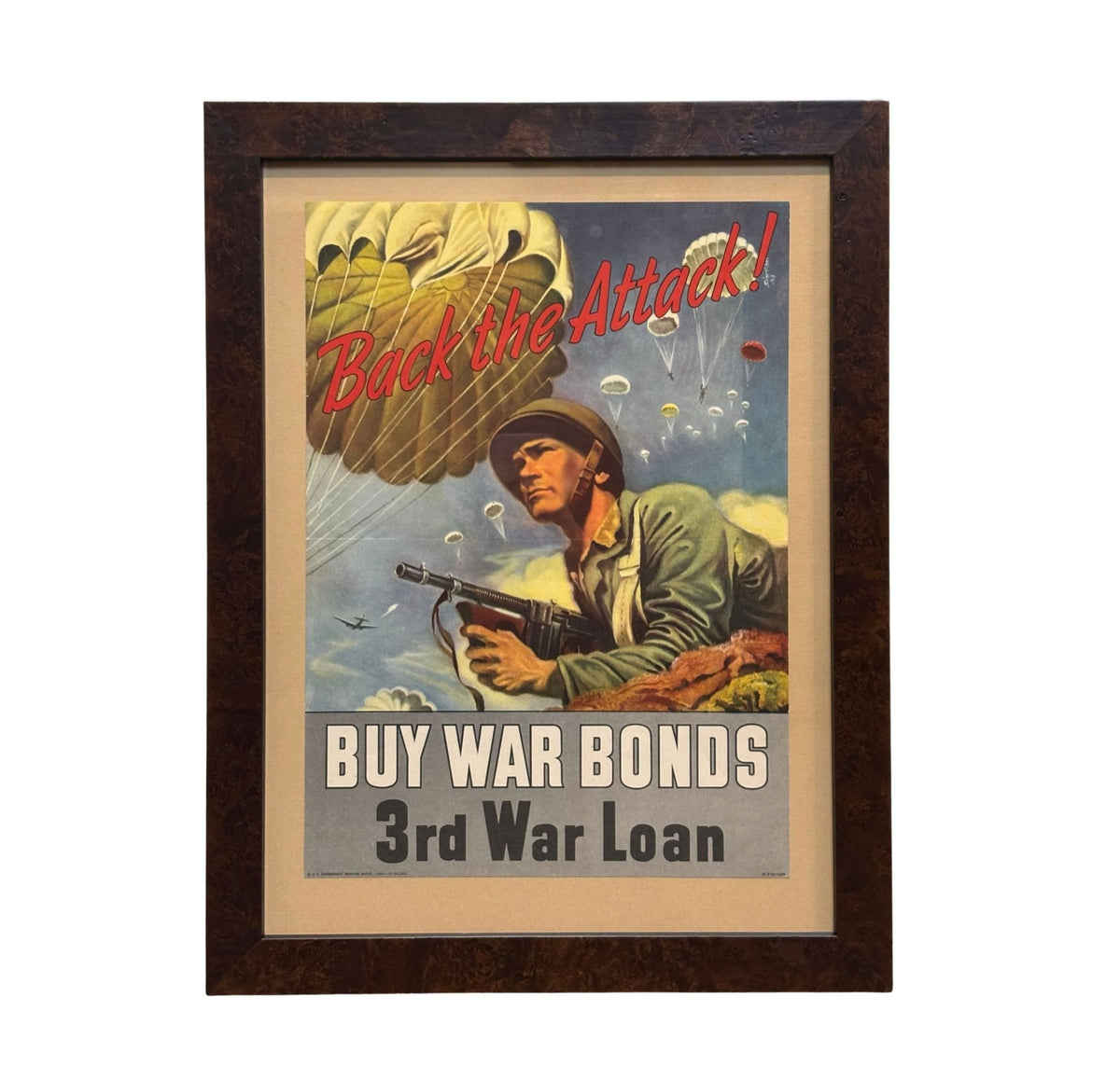 "Back the Attack! Buy War Bonds" Vintage WWII 3rd War Loan Poster, 1943 - The Great Republic