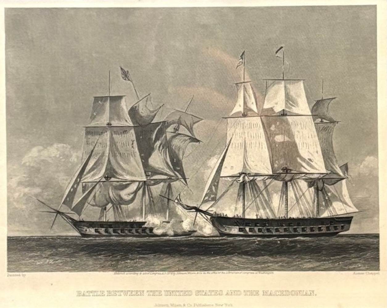 "Battle Between the United States and the Macedonian" Engraving, Published by Johnson, Wilson & Co., after Alonzo Chappel, 1874 - The Great Republic