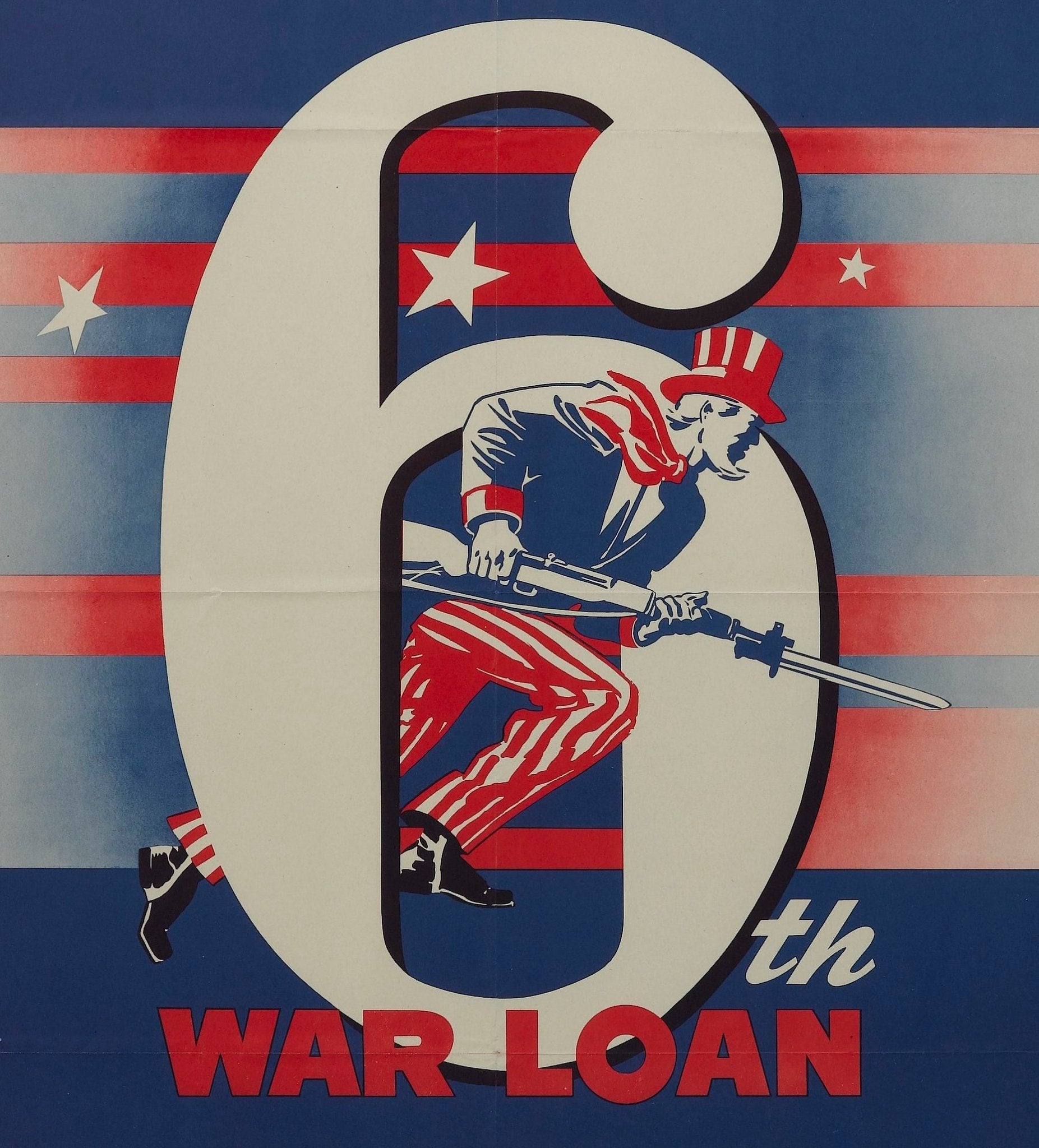 "Buy Your Extra 6th War Loan Bonds Here" Vintage WWII Poster, 1944 - The Great Republic