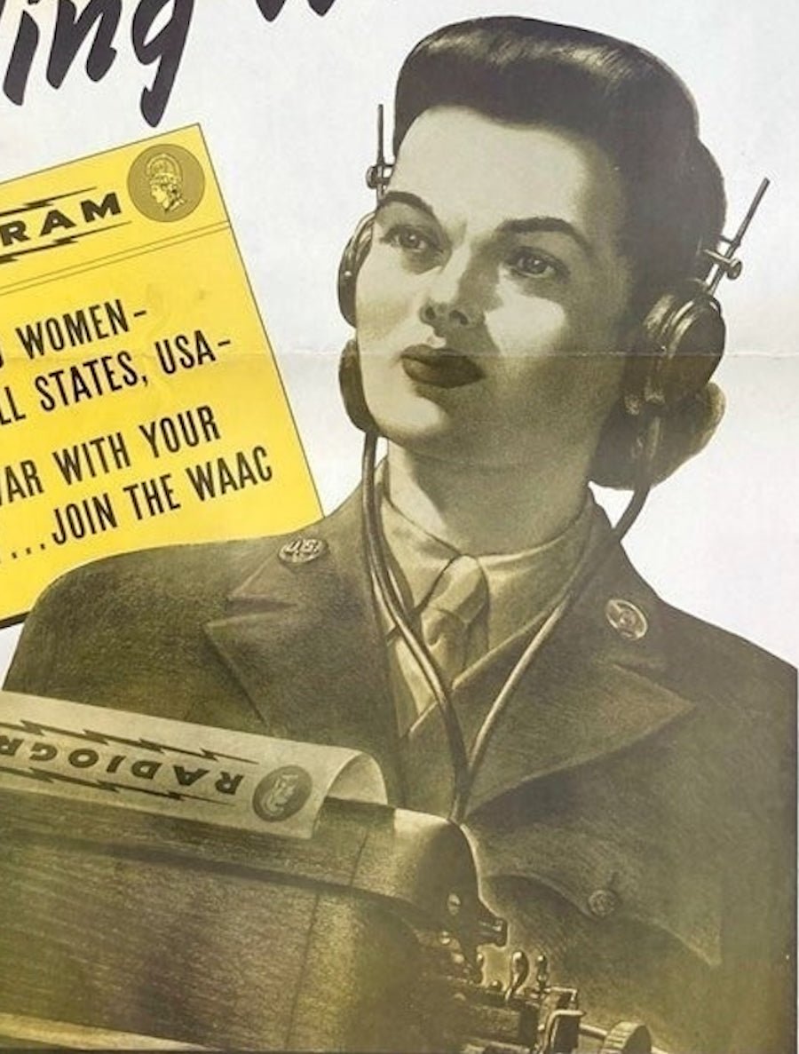 "Calling WAAC" Vintage WWII Women's Army Auxiliary Corps Recruitment Poster, by Downe and Ramus, 1943 - The Great Republic