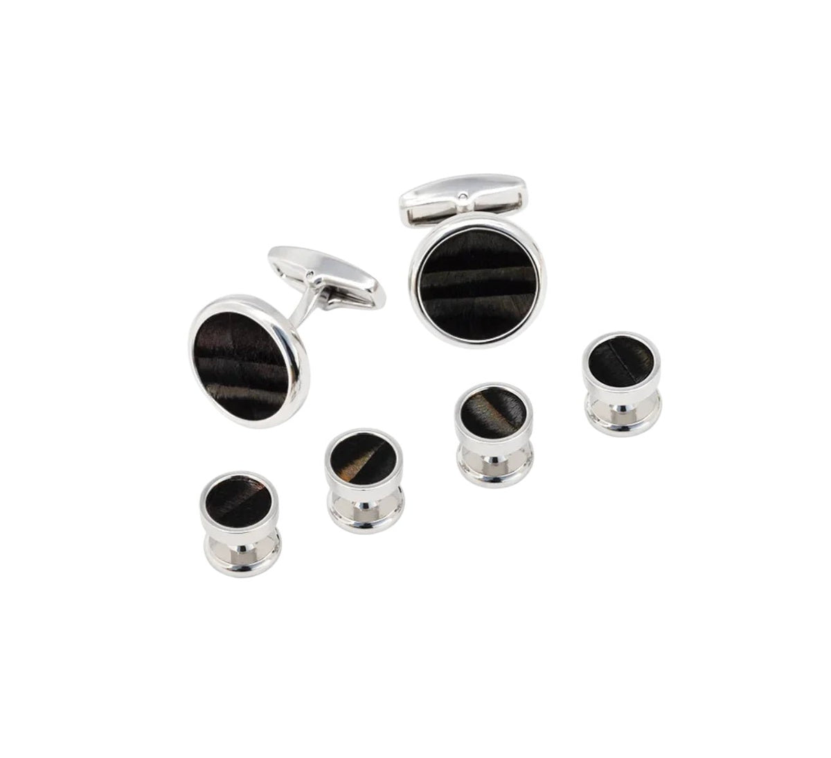 Chino Cufflinks and Studs Set in Rhodium - The Great Republic