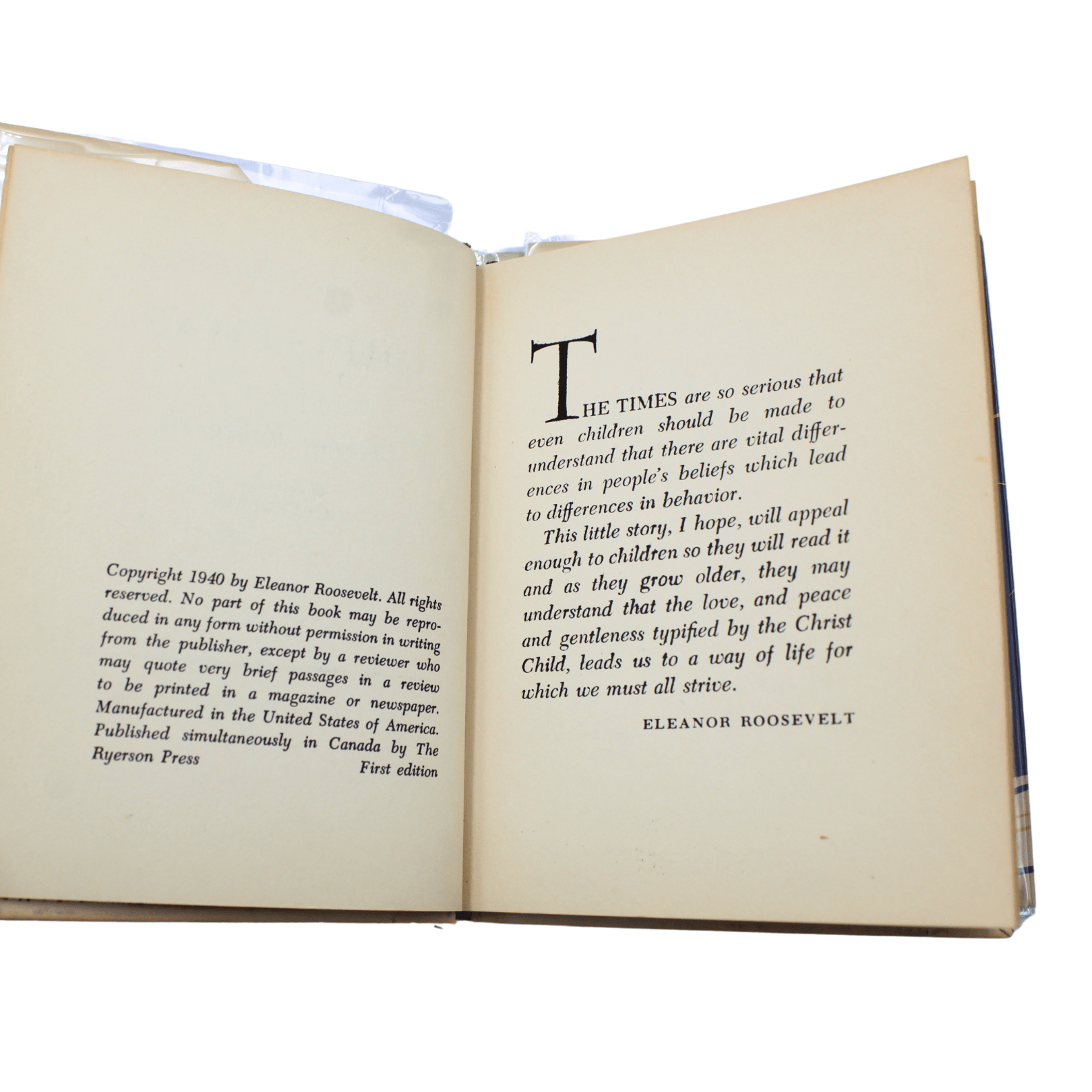 Christmas: A Story, by Eleanor Roosevelt, First Edition, in Original Dust Jacket, 1940 - The Great Republic