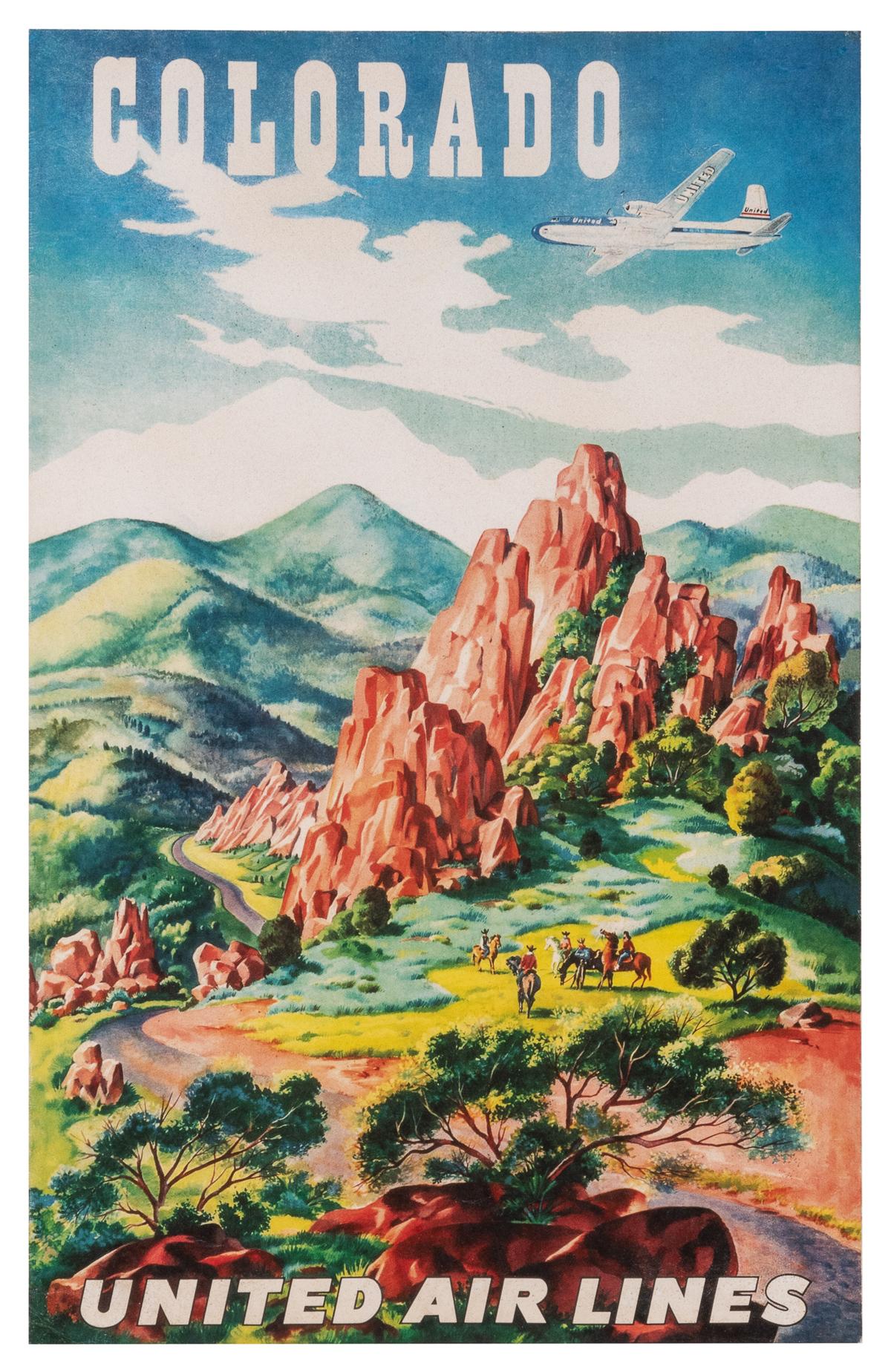 "Colorado" Vintage United Airlines Travel Poster by Joseph Feher, 1950s - The Great Republic