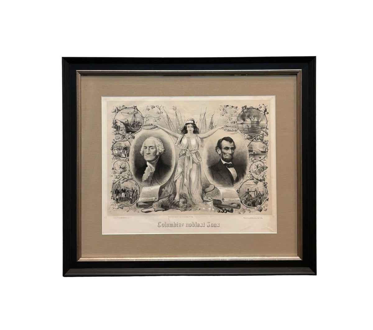 "Columbia's Noblest Sons" Lithograph by Henry and William Voight, 1865 - The Great Republic