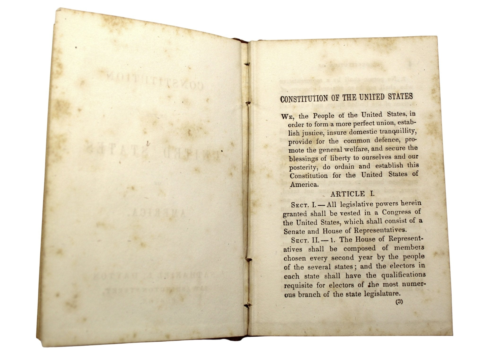 Constitution of the United States of America, Published by Nathaniel Dayton, circa 1850s - The Great Republic