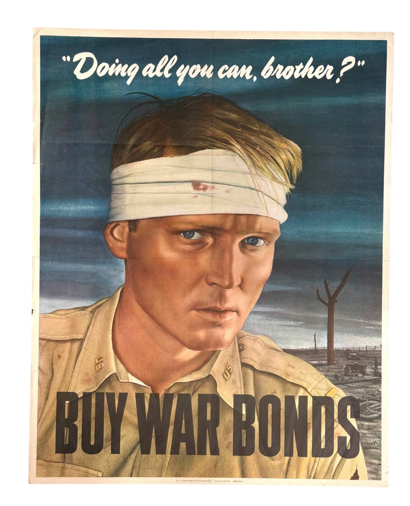"Doing all you can, Brother? Buy War Bonds" Vintage WWII Poster, 1943 - The Great Republic