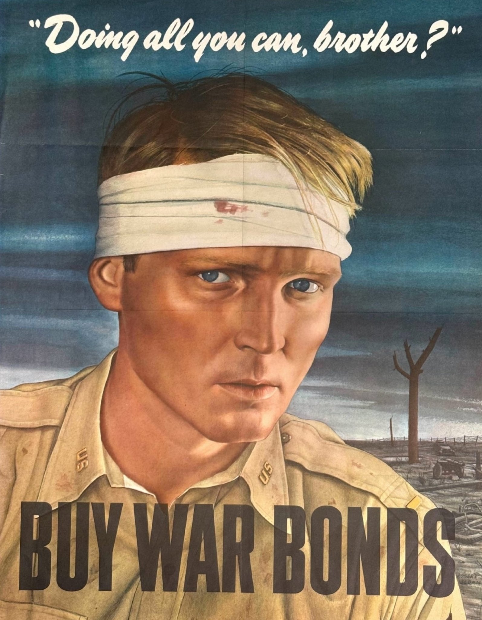"Doing all you can, Brother? Buy War Bonds" Vintage WWII Poster, 1943 - The Great Republic