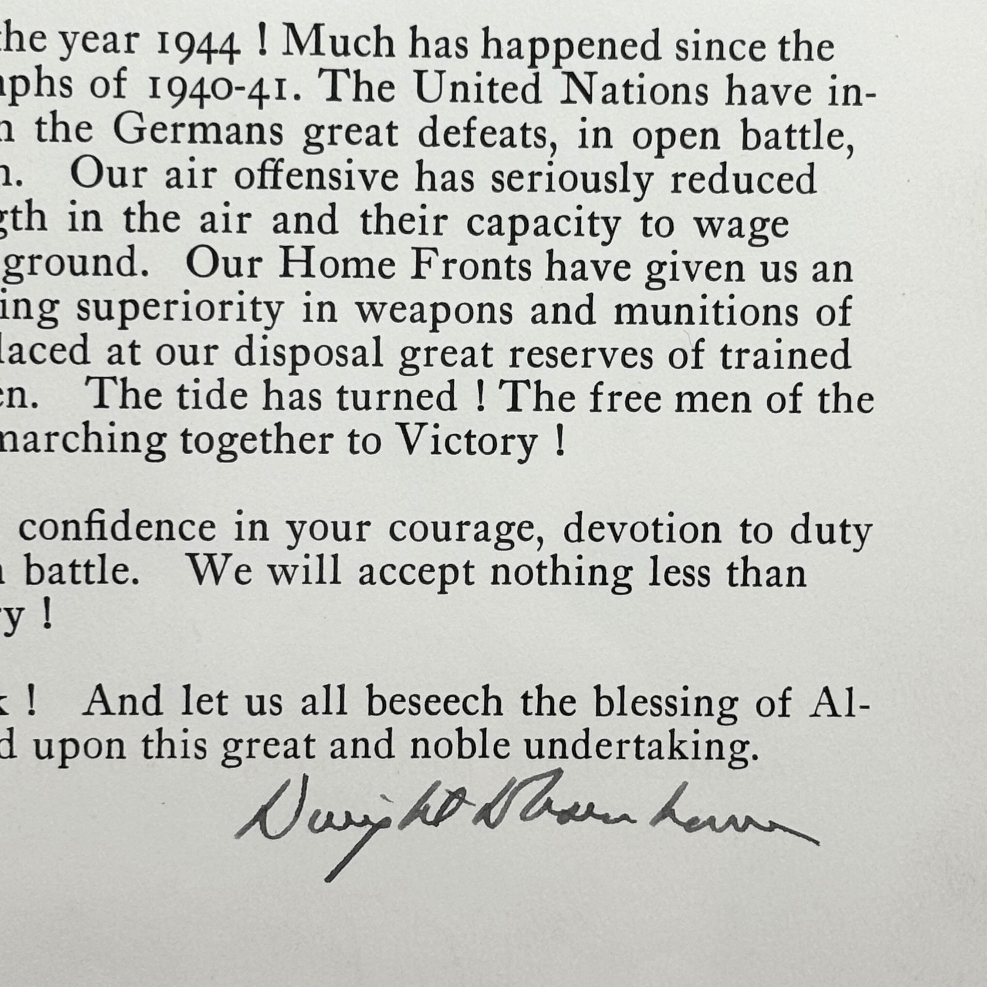 Dwight D. Eisenhower Signed D - Day Order, 1948 - The Great Republic
