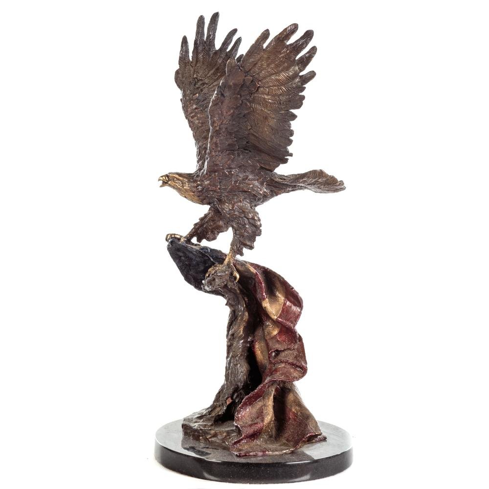Eagle and Flag Bronze Sculpture by Lorenzo E. Ghiglieri, Limited Edition 205/475 - The Great Republic