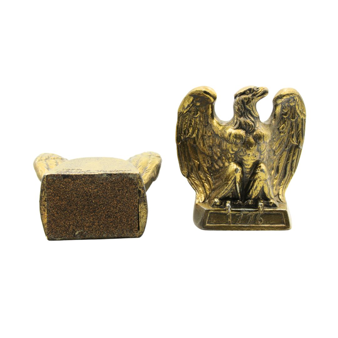Vintage "1776" Brass American Eagle Bookends by Colonial Virginia
