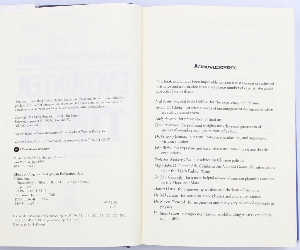 Encounter with Tiber by Buzz Aldrin and John Barnes, Inscribed by Aldrin, First Edition, 1996 - The Great Republic