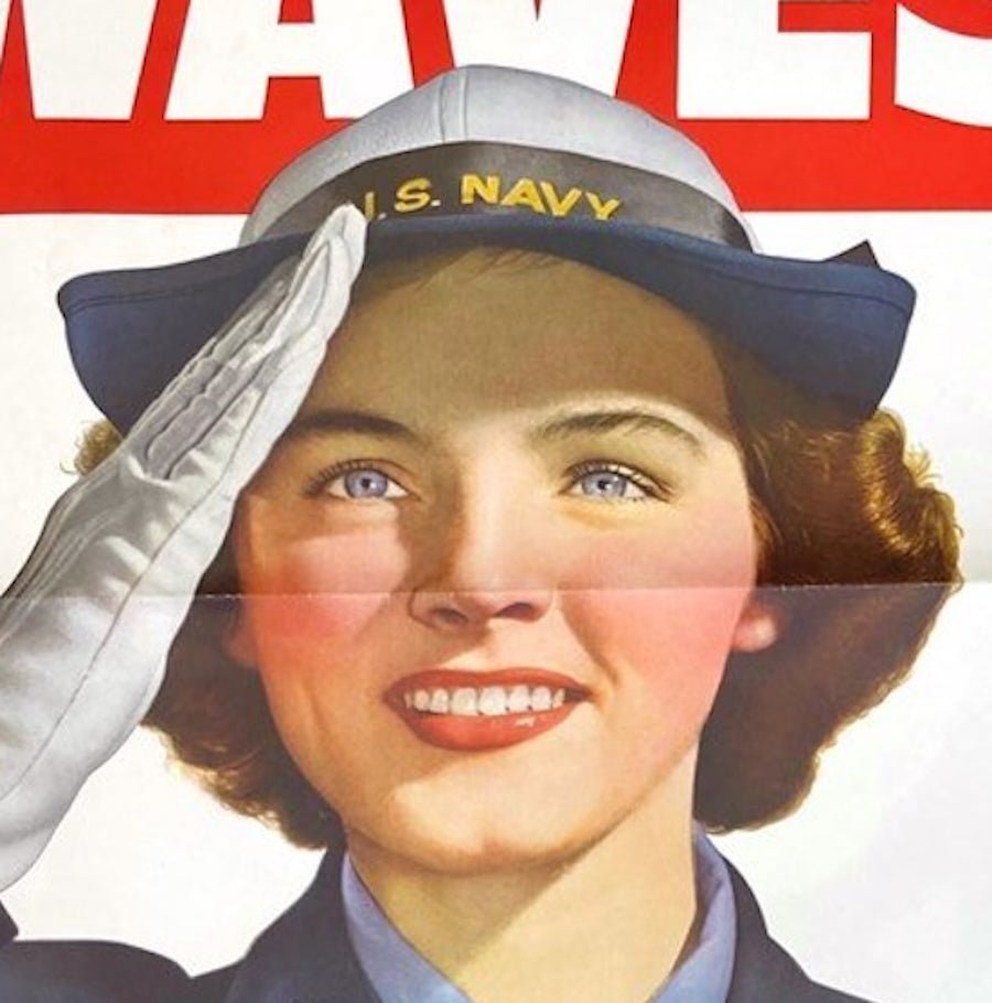 "Enlist in the Waves. Release a Man to Fight At Sea. " Vintage WWII Navy Recruitment Poster, 1943 - The Great Republic