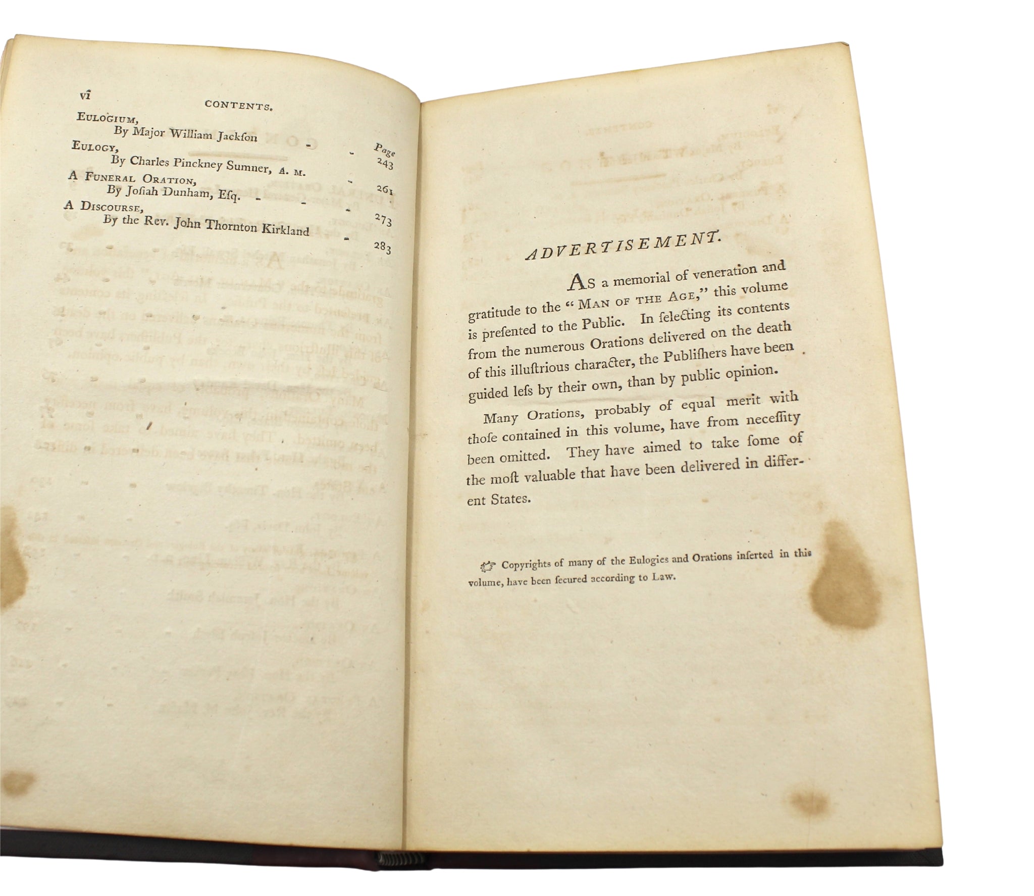 Eulogies and Orations on the Life and Death of General George Washington, Published by Manning & Loring, First Edition, 1800 - The Great Republic