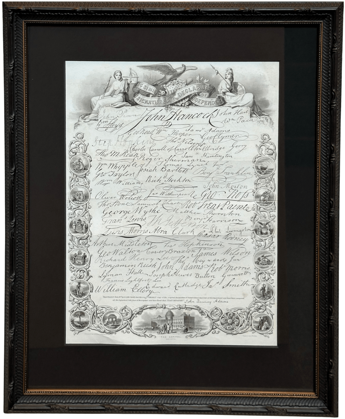 "Facsimile of the Signatures to the Declaration of Independence" by A.H. Wray, Engraved by J. W. Allen and E. McCabe, circa 1855 - The Great Republic