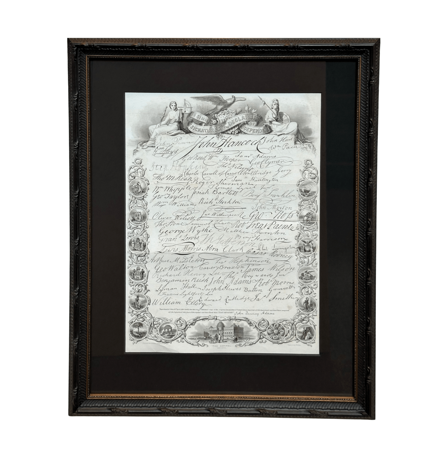 "Facsimile of the Signatures to the Declaration of Independence" by A.H. Wray, Engraved by J. W. Allen and E. McCabe, circa 1855 - The Great Republic
