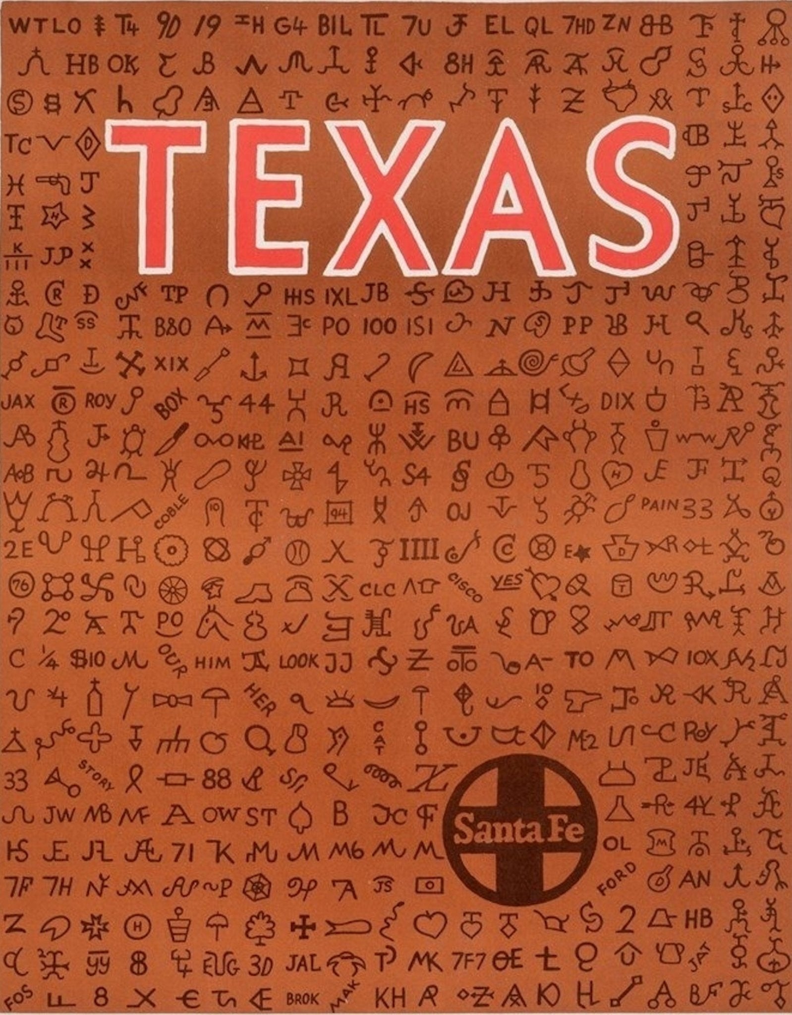 "Famous Brands of the Lone Star State" Santa Fe Railway Texas Travel Poster, Circa 1950 - The Great Republic
