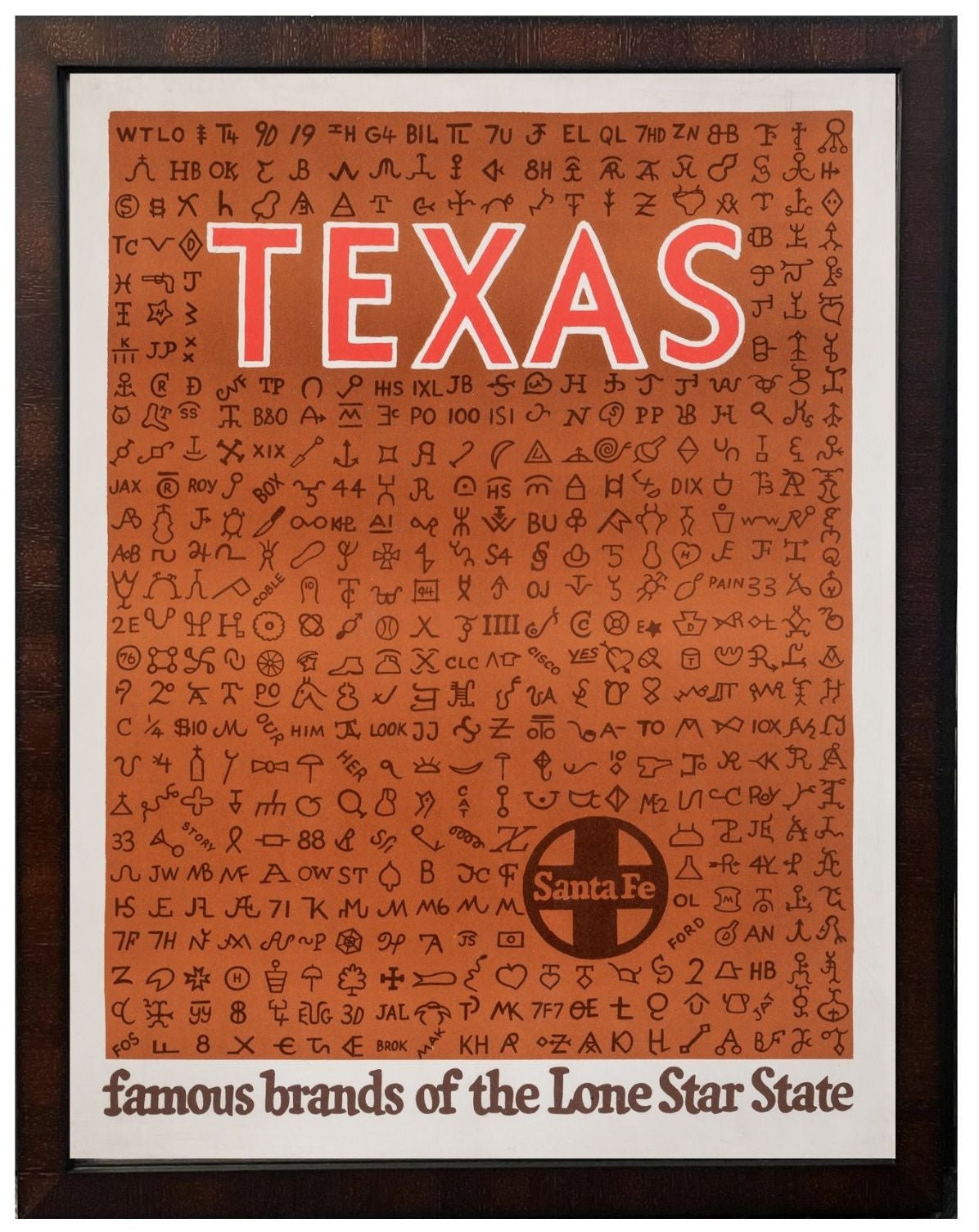 "Famous Brands of the Lone Star State" Santa Fe Railway Texas Travel Poster, Circa 1950 - The Great Republic