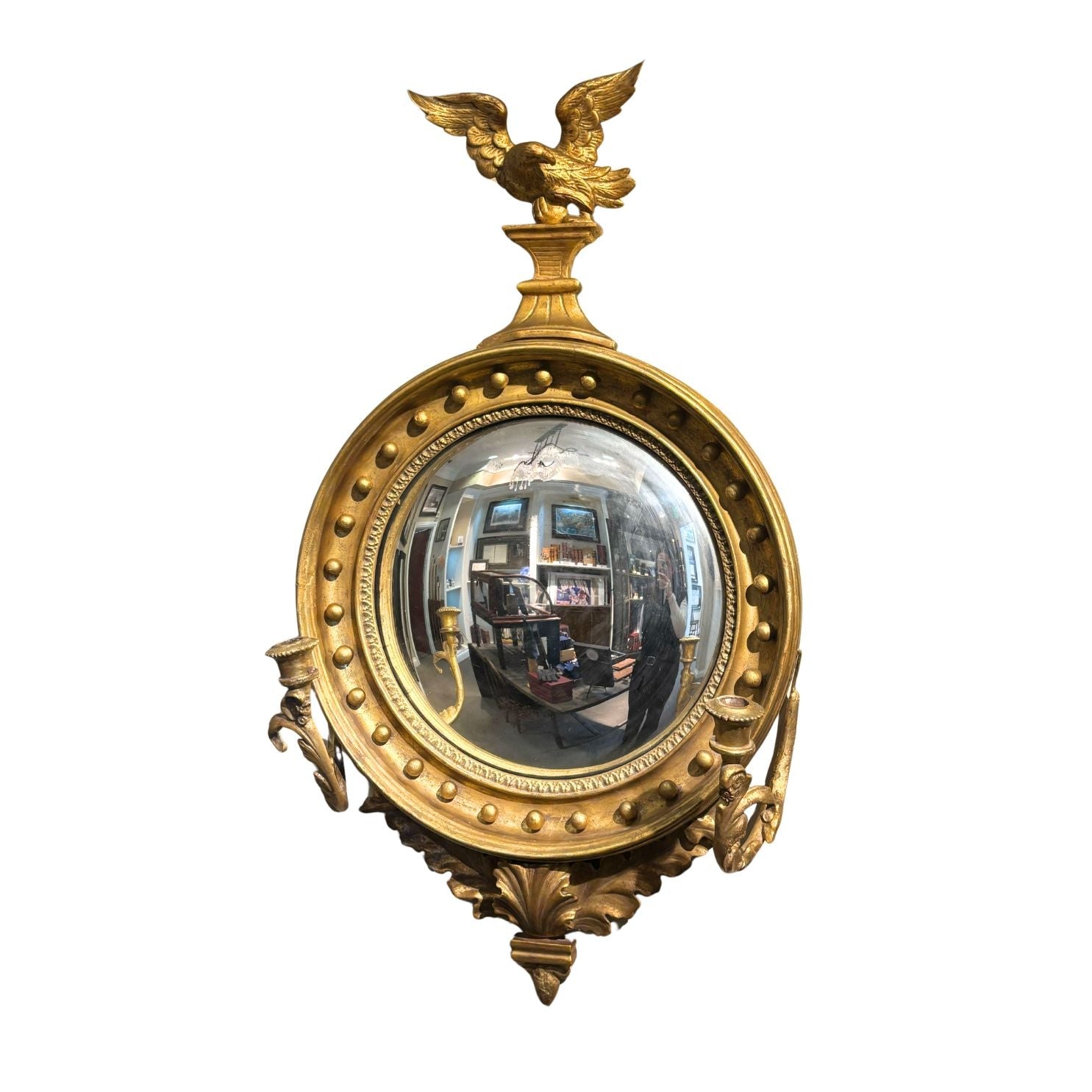 Federal Bullseye Gilt Mirror with Eagle Finial, 19th Century - The Great Republic