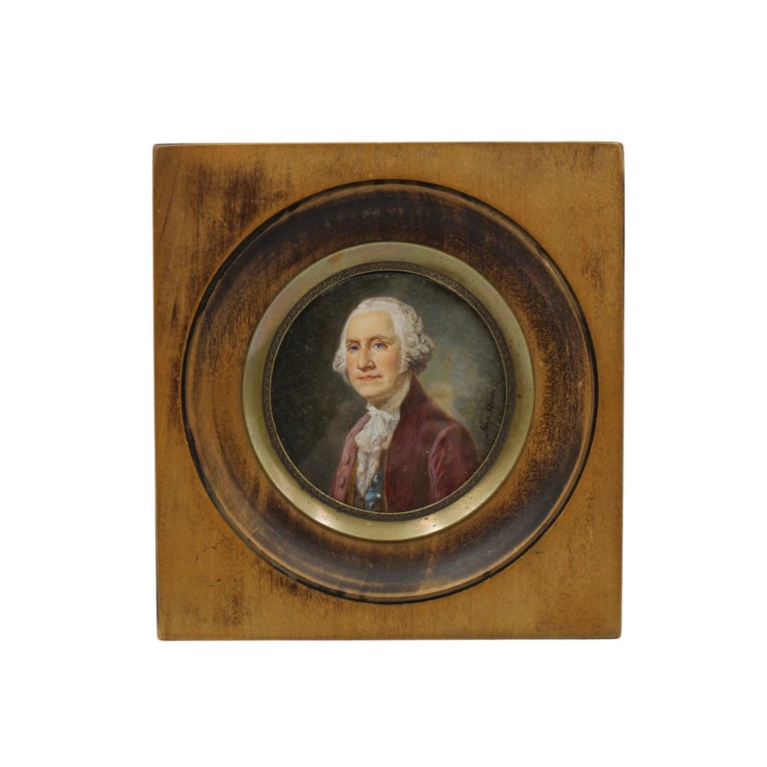 George Washington Portrait in Wooden Porthole Frame, Mid 19th Century - The Great Republic