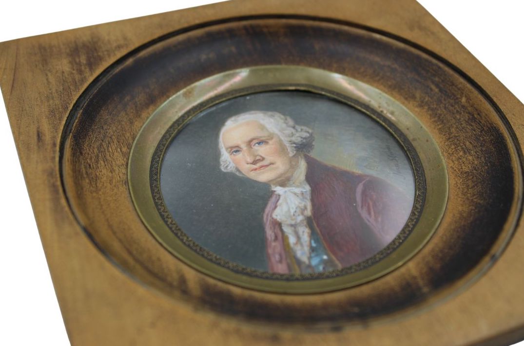 George Washington Portrait in Wooden Porthole Frame, Mid 19th Century - The Great Republic