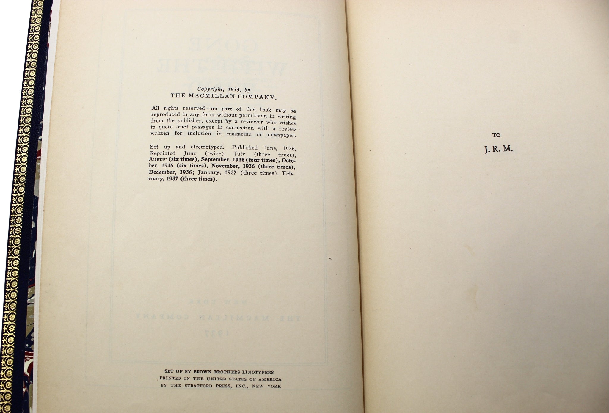 Gone With the Wind by Margaret Mitchell, First Edition, Later Printing, 1937 - The Great Republic