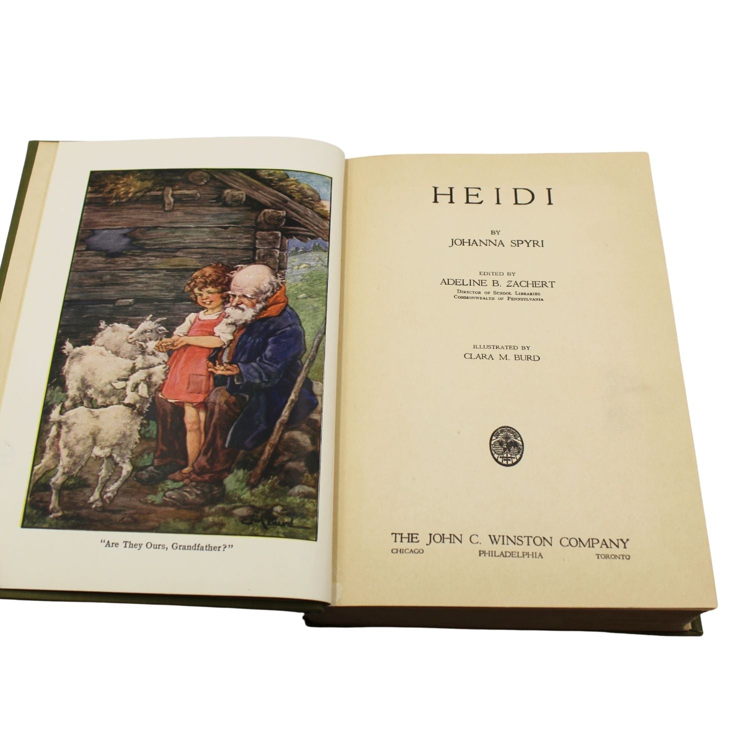 Heidi by Johanna Spyri, Edited by Adeline B. Zachert, Illustrated by Clara M. Burd, 1924 - The Great Republic