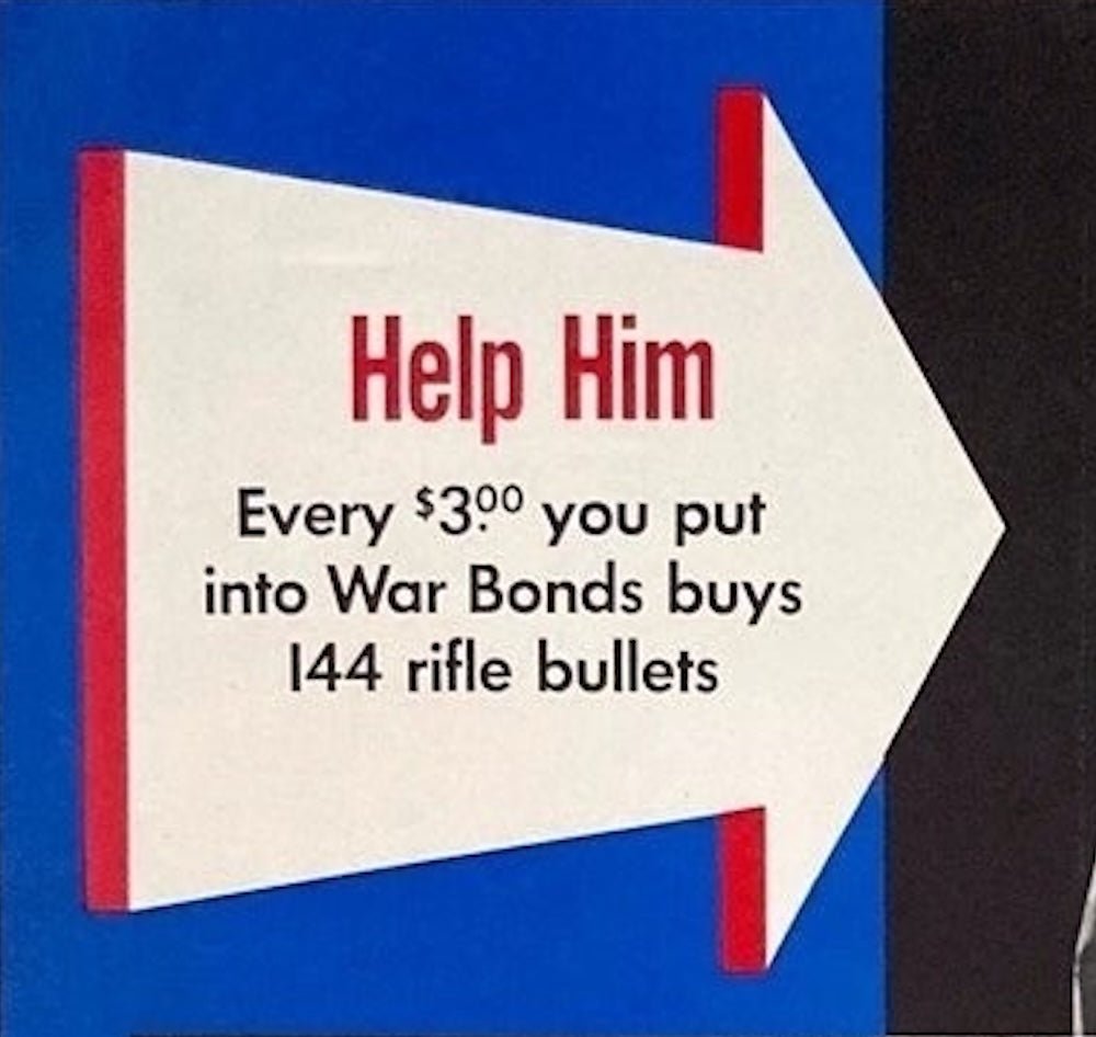 "Help Him. Help Yourself. For Victory. At Least 10% of Your Pay Every Payday" Vintage WWII War Bonds Poster, 1943 - The Great Republic