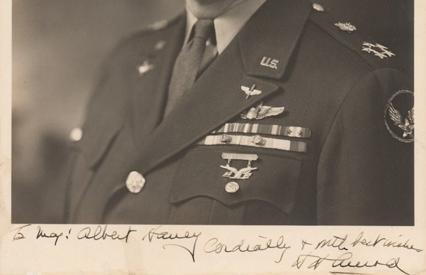 H.H. "HAP" Arnold Signed and Inscribed Photograph, to Maj. Albert Haney - The Great Republic