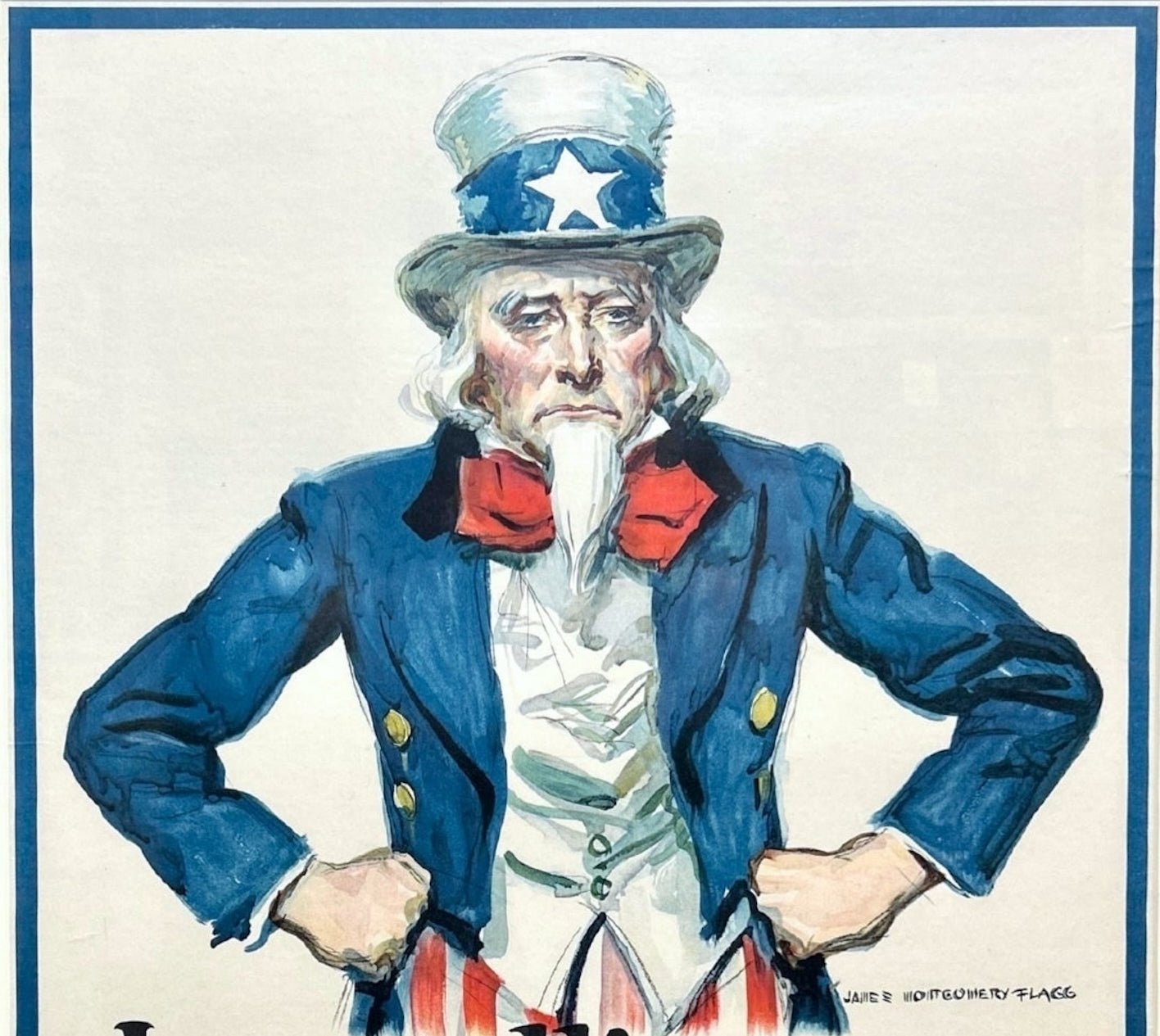 "I Am Telling You" Vintage WWI Uncle Sam W.S.S. Enlistment Poster by James Montgomery Flagg, 1918 - The Great Republic
